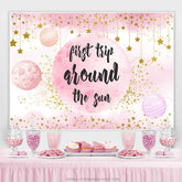 Lofaris First Trip Around The Sun Pink Gold Birthday Backdrop